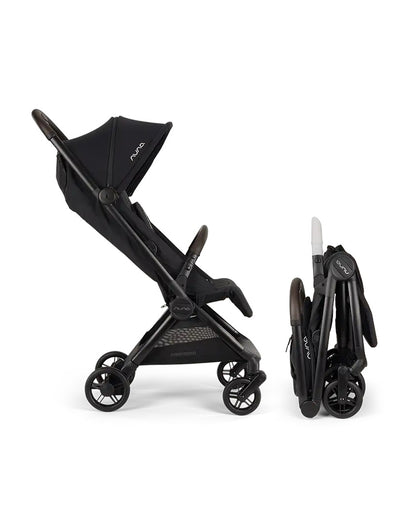 Nuna Via Cabn-Cabin Approved Stroller-One Hand Fold-Flat Reclining Seat-Car Seat Compatible-Includes Travel Bag-2 Years Warranty-For 0 to 4Y (Upto 22 kg)-Caviar