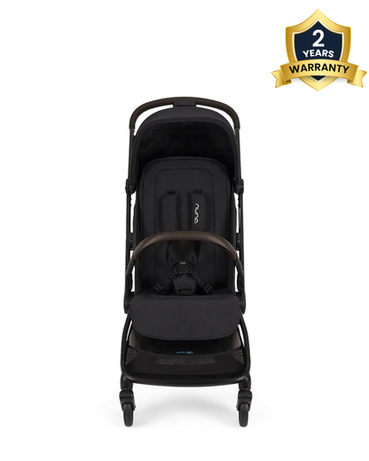 Nuna Via Cabn-Cabin Approved Stroller-One Hand Fold-Flat Reclining Seat-Car Seat Compatible-Includes Travel Bag-2 Years Warranty-For 0 to 4Y (Upto 22 kg)-Caviar