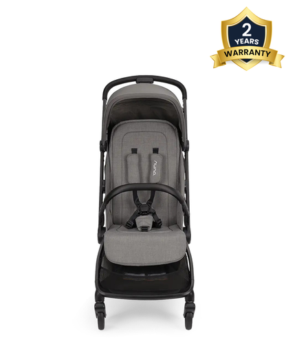 Nuna Via Cabn-Cabin Approved Stroller-One Hand Fold-Flat Reclining Seat-Car Seat Compatible-Includes Travel Bag-2 Years Warranty-For 0 to 4Y (Upto 22 kg)-Thunder