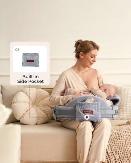 Momcozy Max Support Nursing Pillow-Patented Safety Guard Design-Memory Foam-Machine Washable Cover-CozyPro Gray