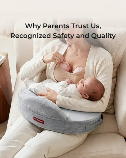 Momcozy Max Support Nursing Pillow-Patented Safety Guard Design-Memory Foam-Machine Washable Cover-CozyPro Gray
