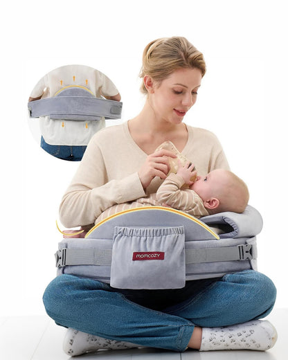 Momcozy Max Support Nursing Pillow-Patented Safety Guard Design-Memory Foam-Machine Washable Cover-CozyPro Gray