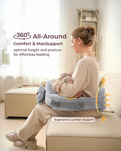 Momcozy Max Support Nursing Pillow-Patented Safety Guard Design-Memory Foam-Machine Washable Cover-CozyPro Gray