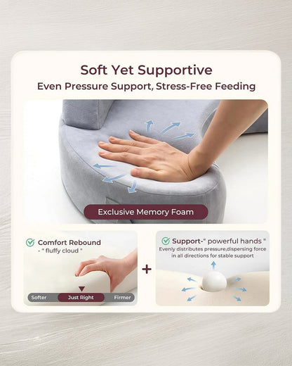 Momcozy Max Support Nursing Pillow-Patented Safety Guard Design-Memory Foam-Machine Washable Cover-CozyPro Gray