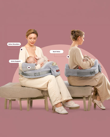 Momcozy Max Support Nursing Pillow-Patented Safety Guard Design-Memory Foam-Machine Washable Cover-CozyPro Gray