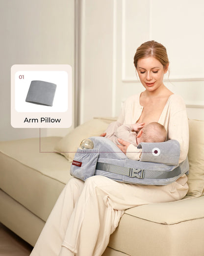 Momcozy Max Support Nursing Pillow-Patented Safety Guard Design-Memory Foam-Machine Washable Cover-CozyPro Gray