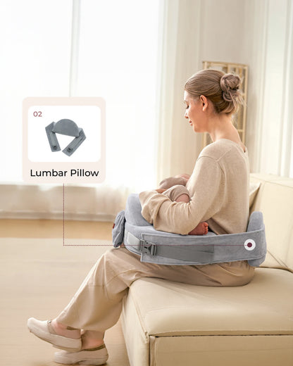 Momcozy Max Support Nursing Pillow-Patented Safety Guard Design-Memory Foam-Machine Washable Cover-CozyPro Gray