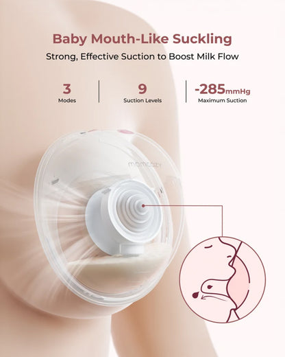 Momcozy M5 Smart Wearable Single Electric Breast Pump-Upgraded with App Control-Painless Pumping-Portable-3 Modes & 9 Suction Levels-Rechargeable-Grey