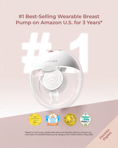 Momcozy M5 Smart Wearable Double Electric Breast Pump-Upgraded with App Control-Painless Pumping-Portable-3 Modes & 9 Suction Levels-Rechargeable-Grey