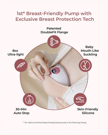 Momcozy M5 Smart Wearable Double Electric Breast Pump-Upgraded with App Control-Painless Pumping-Portable-3 Modes & 9 Suction Levels-Rechargeable-Grey