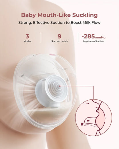 Momcozy M5 Smart Wearable Double Electric Breast Pump-Upgraded with App Control-Painless Pumping-Portable-3 Modes & 9 Suction Levels-Rechargeable-Grey
