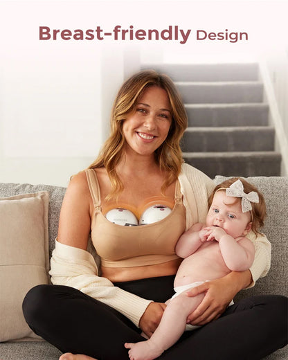 Momcozy M5 Smart Wearable Double Electric Breast Pump-Upgraded with App Control-Painless Pumping-Portable-3 Modes & 9 Suction Levels-Rechargeable-Grey