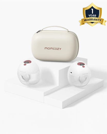 Momcozy M5 Smart Wearable Double Electric Breast Pump-Upgraded with App Control-Painless Pumping-Portable-3 Modes & 9 Suction Levels-Rechargeable-Cozy Red