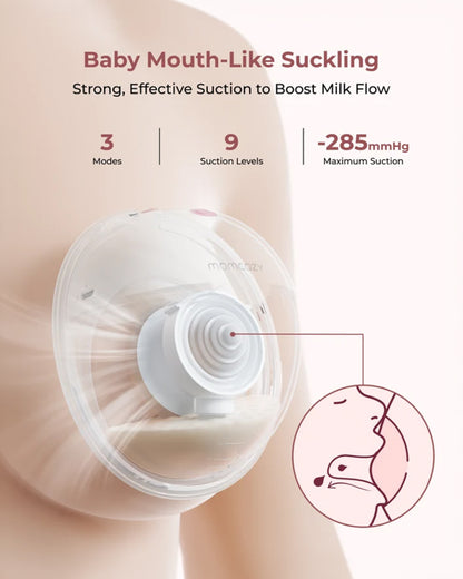 Momcozy M5 Smart Wearable Double Electric Breast Pump-Upgraded with App Control-Painless Pumping-Portable-3 Modes & 9 Suction Levels-Rechargeable-Cozy Red
