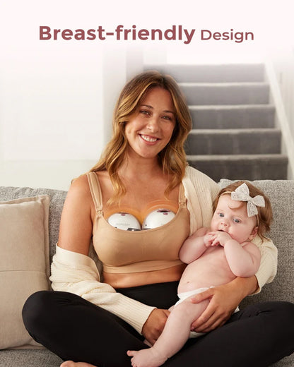 Momcozy M5 Smart Wearable Double Electric Breast Pump-Upgraded with App Control-Painless Pumping-Portable-3 Modes & 9 Suction Levels-Rechargeable-Cozy Red