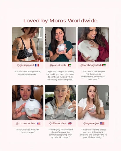 Momcozy M5 Smart Wearable Double Electric Breast Pump-Upgraded with App Control-Painless Pumping-Portable-3 Modes & 9 Suction Levels-Rechargeable-Cozy Red