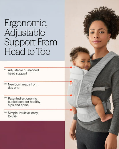 Ergobaby Omni Lite Baby Carrier-With 1 Carry Positions-Adjustable Cross Shoulder Strap-Patented Bucket Seat-For 0 to 2Y (3.2 to 15.9 kg)-Pearl Grey