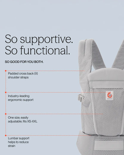 Ergobaby Omni Lite Baby Carrier-With 1 Carry Positions-Adjustable Cross Shoulder Strap-Patented Bucket Seat-For 0 to 2Y (3.2 to 15.9 kg)-Pearl Grey