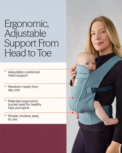 Ergobaby Omni Lite Baby Carrier-With 1 Carry Positions-Adjustable Cross Shoulder Strap-Patented Bucket Seat-For 0 to 2Y (3.2 to 15.9 kg)-Slate Blue
