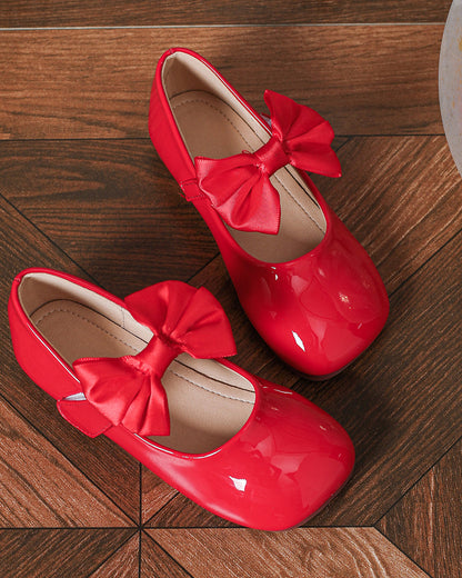 NINO BELLO Red Bow Adorned Velcro Bellies For Infants