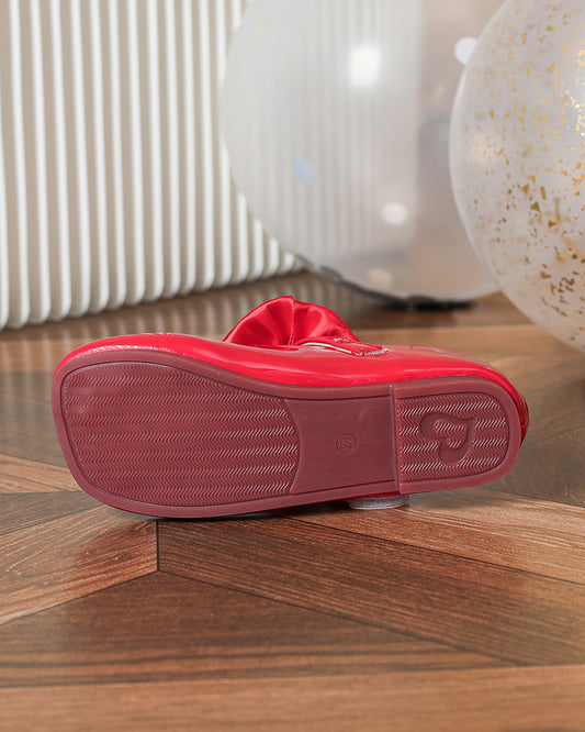 NINO BELLO Red Bow Adorned Velcro Bellies For Infants