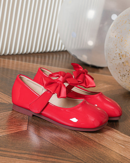 NINO BELLO Red Bow Adorned Velcro Bellies For Infants