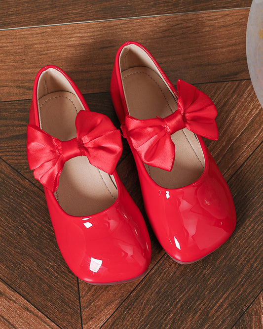 NINO BELLO Red Bow Adorned Velcro Bellies For Infants