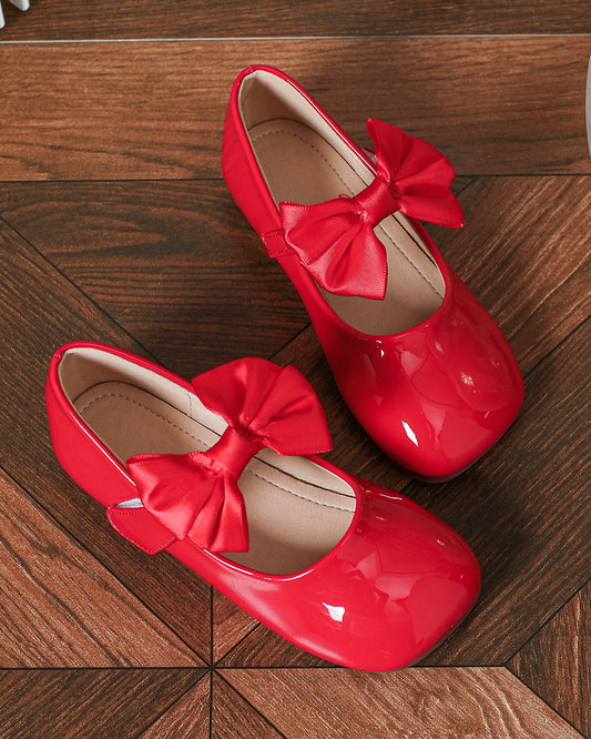 NINO BELLO Red Bow Adorned Velcro Bellies For Infants