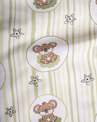 Twingle 100% Organic Cotton Nightsuit-Lightweight & Breathable-Soft Elasticated Waistband-White-Cookie Koala-For Infants