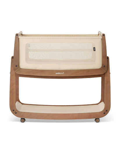 SnuzPod5 Co-Sleeping Bedside Crib With Rocking Stand-Zip-Down Mesh Wall-Lift-Off Bassinet & Breathable 3D Mattress-For 6 Months (Upto 9 kg)-Walnut