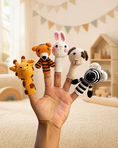 Babble Wrap Wild Friends Finger Puppet Set-Interactive Storytelling Soft Toy for Newborn