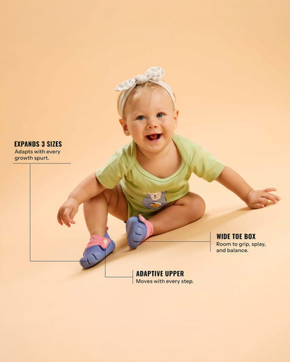 Aretto Lilac InfiKnit Velcro Shoes-Berry Blossom-Designed for Growing Feet-For Infants