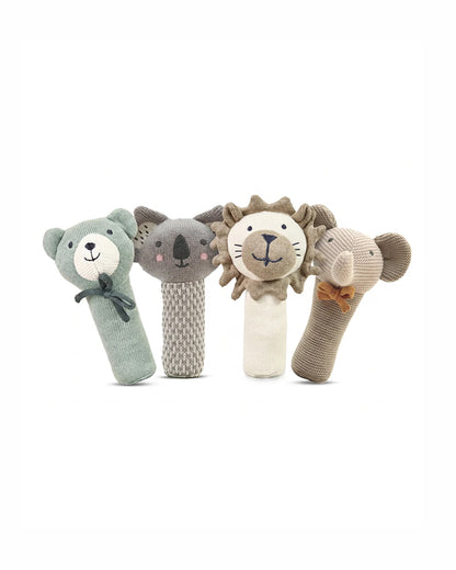 Pluchi Koala Cotton Knitted Stick Rattle Toy-Improves Hand-Eye Coordination-Perfect Companion for Bedtime-For Infants