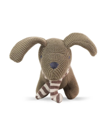 Pluchi Bruno Dog Cotton Knitted Stuffed Rattle Toy-Improves Hand-Eye Coordination-Perfect Companion for Bedtime-For Infants