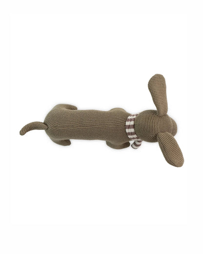 Pluchi Bruno Dog Cotton Knitted Stuffed Rattle Toy-Improves Hand-Eye Coordination-Perfect Companion for Bedtime-For Infants
