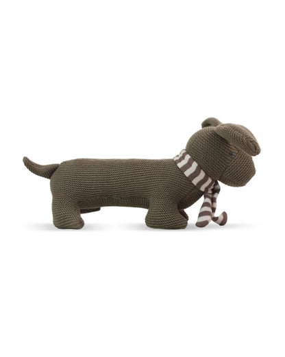 Pluchi Bruno Dog Cotton Knitted Stuffed Rattle Toy-Improves Hand-Eye Coordination-Perfect Companion for Bedtime-For Infants