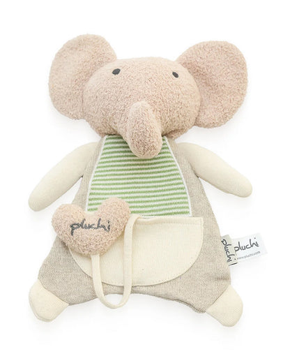 Pluchi Snuggle & Crinkle Ele Cotton Knitted Stuffed Soft Toy-Promotes Visual Stimulation-Plush Cuddly Toy For Newborn