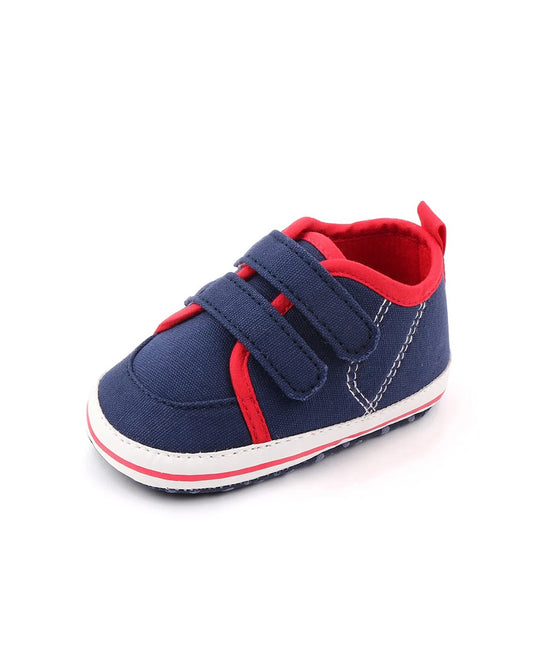 NINO BELLO Red & Blue Double Velcro Shoes For Infants