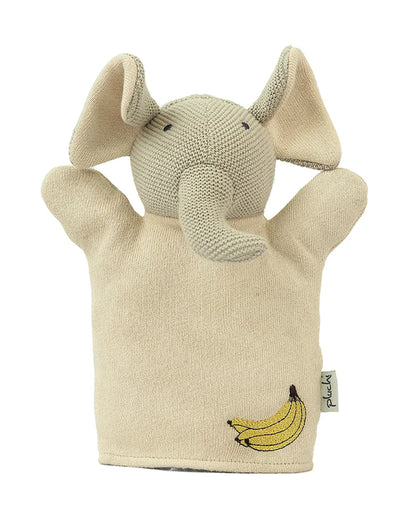 Pluchi Elephant Hand Puppet Cotton Knitted Soft Toy-Super Soft & Washable-For Infants