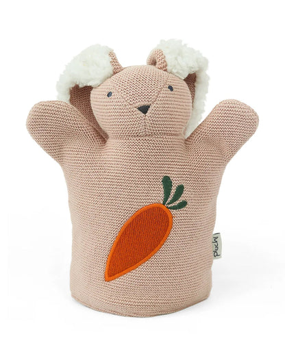 Pluchi Rabbit Hand Puppet Cotton Knitted Soft Toy-Super Soft & Washable-For Infants