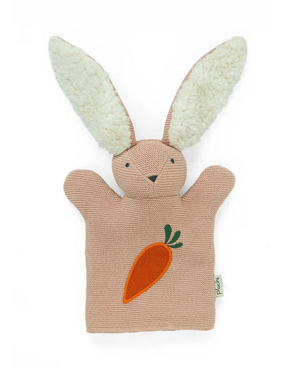 Pluchi Rabbit Hand Puppet Cotton Knitted Soft Toy-Super Soft & Washable-For Infants
