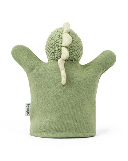 Pluchi Dino Hand Puppet Cotton Knitted Soft Toy-Super Soft & Washable-For Infants