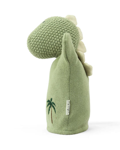 Pluchi Dino Hand Puppet Cotton Knitted Soft Toy-Super Soft & Washable-For Infants