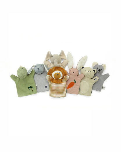 Pluchi Dino Hand Puppet Cotton Knitted Soft Toy-Super Soft & Washable-For Infants