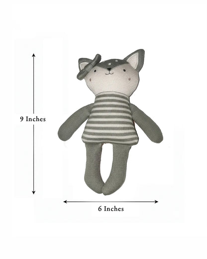 Pluchi Pip Foxy Cotton Knitted Stuffed Soft Toy-Promotes Visual Stimulation-Plush Cuddly Toy For Newborn