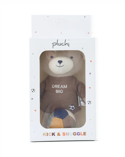 Pluchi Dream Big Football Teddy Cotton Knitted Stuffed Soft Toy-Promotes Visual Stimulation-Pack of 2-Plush Cuddly Toy For Newborn