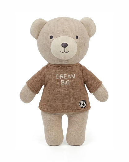 Pluchi Dream Big Football Teddy Cotton Knitted Stuffed Soft Toy-Promotes Visual Stimulation-Pack of 2-Plush Cuddly Toy For Newborn