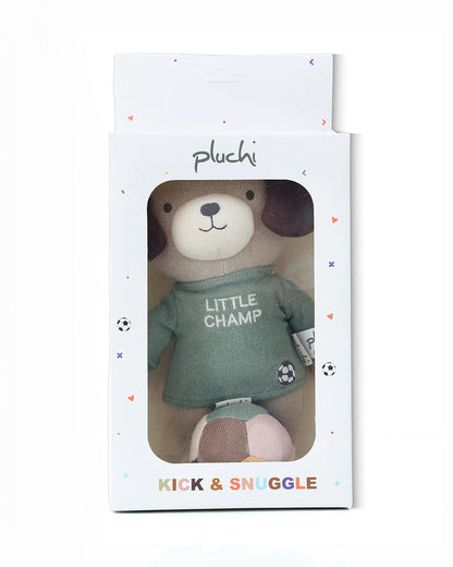 Pluchi Little Champ Football Pup Cotton Knitted Stuffed Soft Toy-Promotes Visual Stimulation-Pack of 2-Plush Cuddly Toy For Newborn