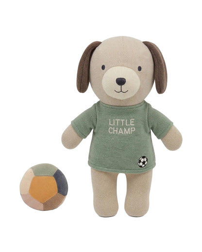 Pluchi Little Champ Football Pup Cotton Knitted Stuffed Soft Toy-Promotes Visual Stimulation-Pack of 2-Plush Cuddly Toy For Newborn