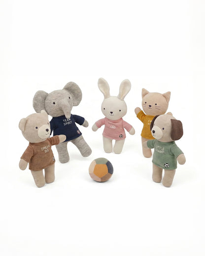 Pluchi Little Champ Football Pup Cotton Knitted Stuffed Soft Toy-Promotes Visual Stimulation-Pack of 2-Plush Cuddly Toy For Newborn